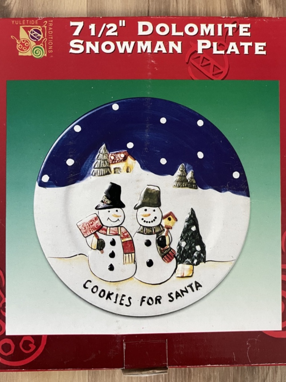 Classic Snowman "Cookies for Santa" Christmas Plate 7.5" Holiday Dessert Dish